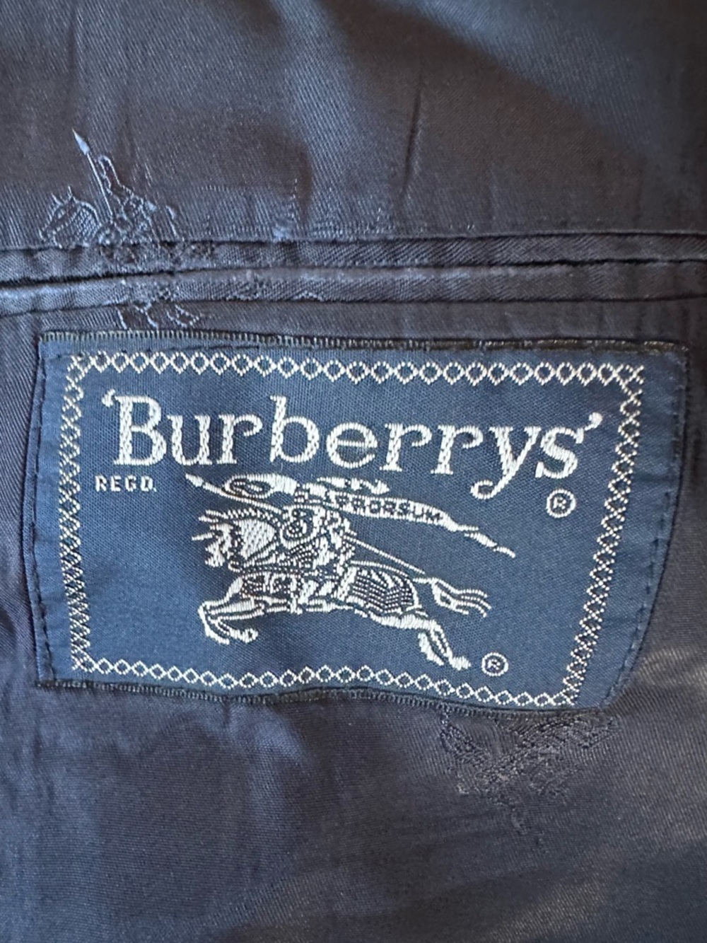 Burberrys' Navy Blue and White Logo Sport Coat / Blazer - 40